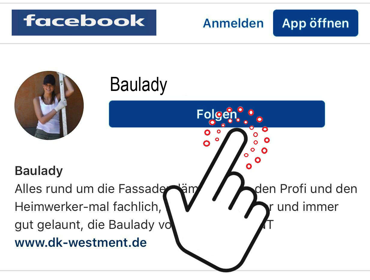 folge der Baulady auf Facebook