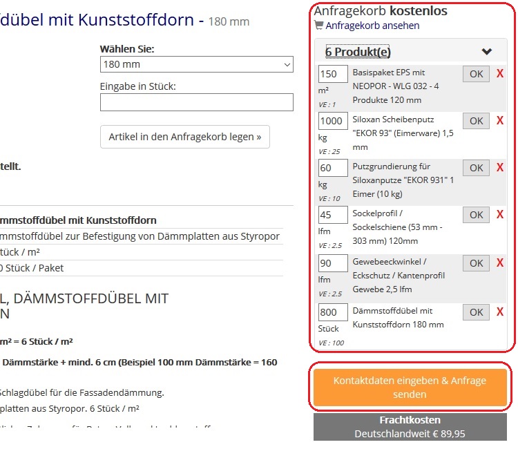 Angebotsanfrage Schritt 1