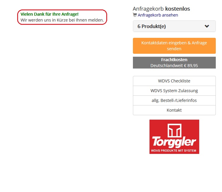 Angebotsanfrage Schritt 1