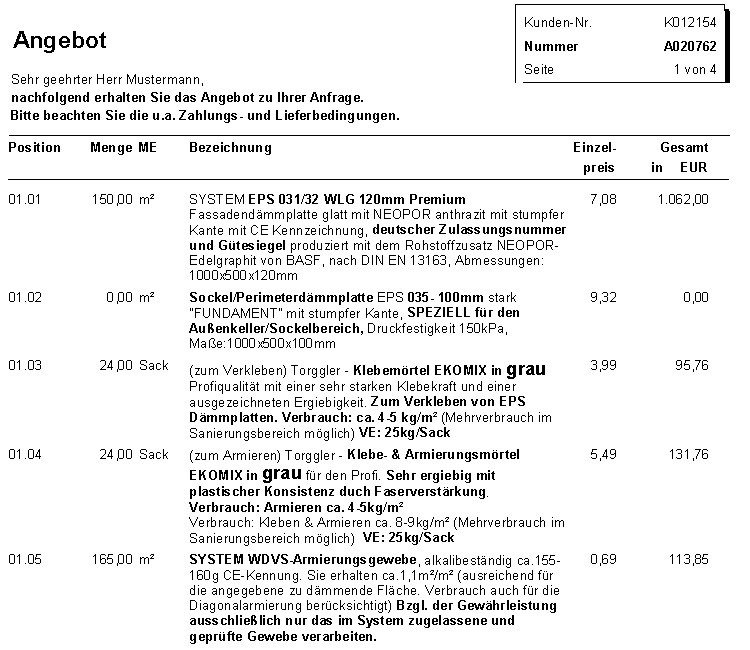Angebotsanfrage Schritt 1